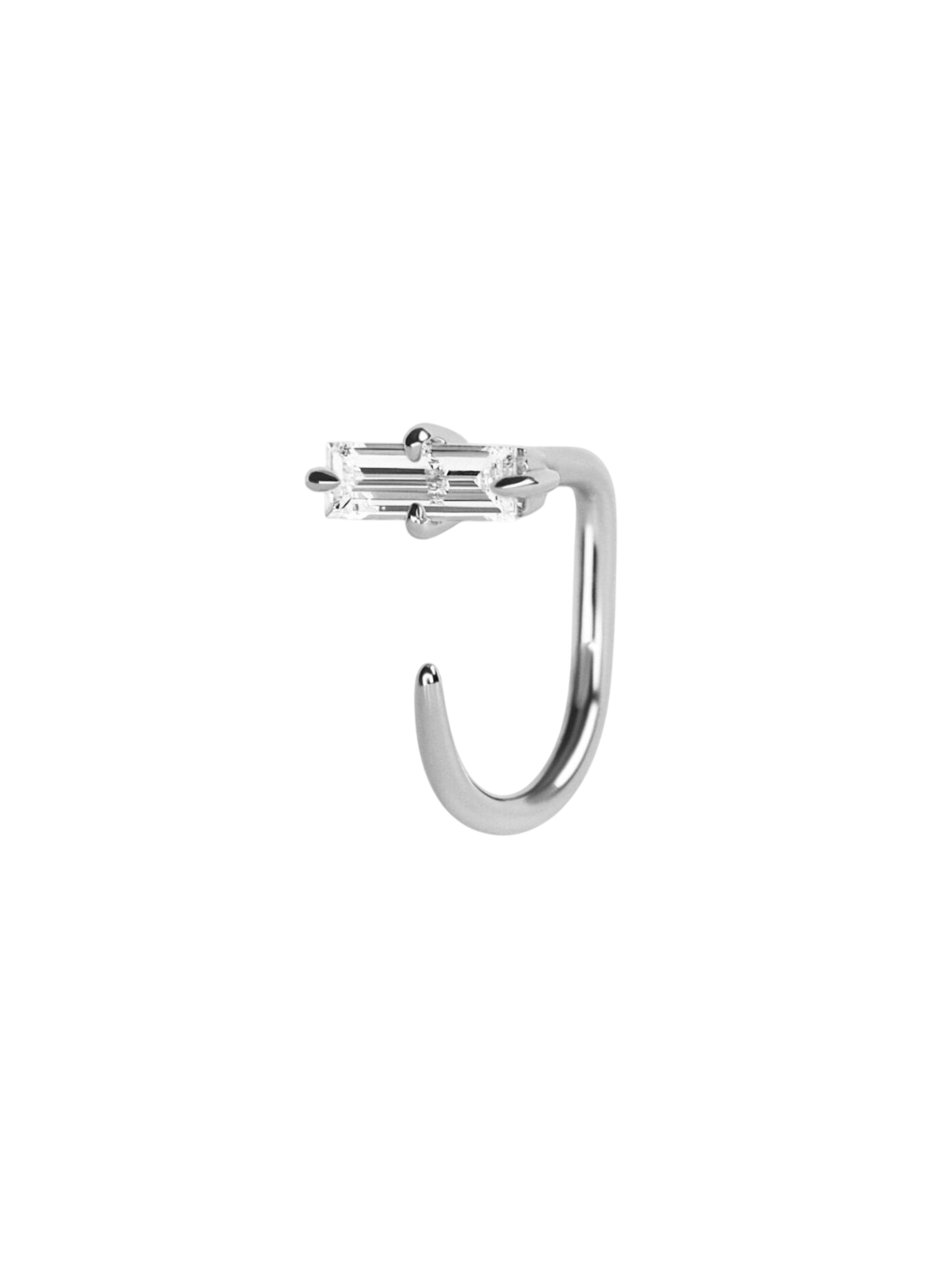 Baguette claw earring, white gold